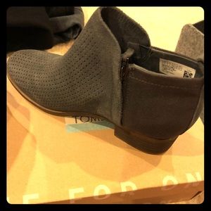 Toms Deia Forged Iron Square Perf Suede Booties